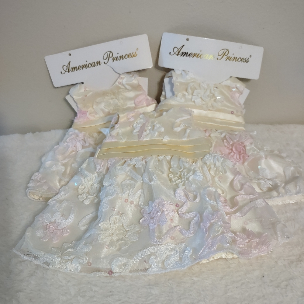 3 American Princess For "18" Girl Doll Dresses Special Occasions Cream&Pink "14"